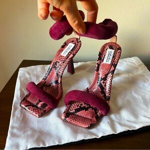 Sebastian Milano Burgundy Square Toe Heels